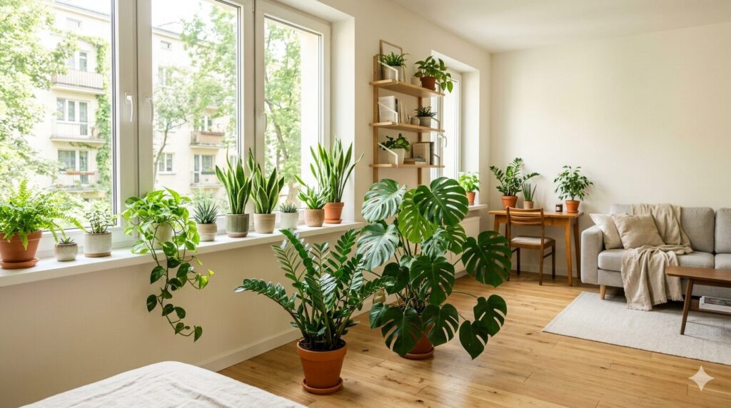 Dodaj zielone rośliny doniczkowe